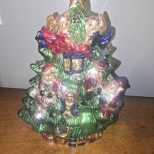 Christmas Tree Tea Light Votive Candle Holder Ceramic Santa’s Collection Vintage